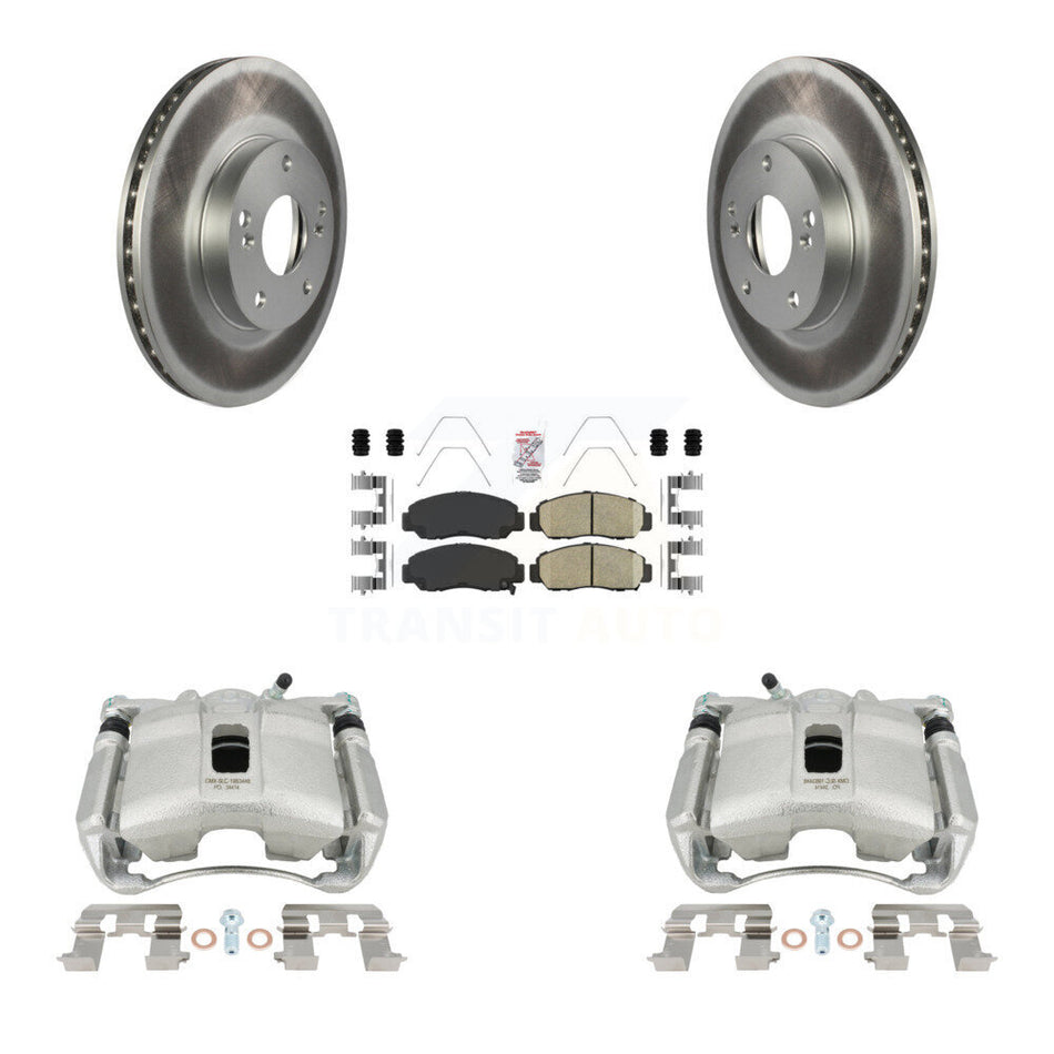Front Disc Brake Caliper Coated Rotors And Ceramic Pads Kit For Honda Civic Acura CSX KCG-100031N