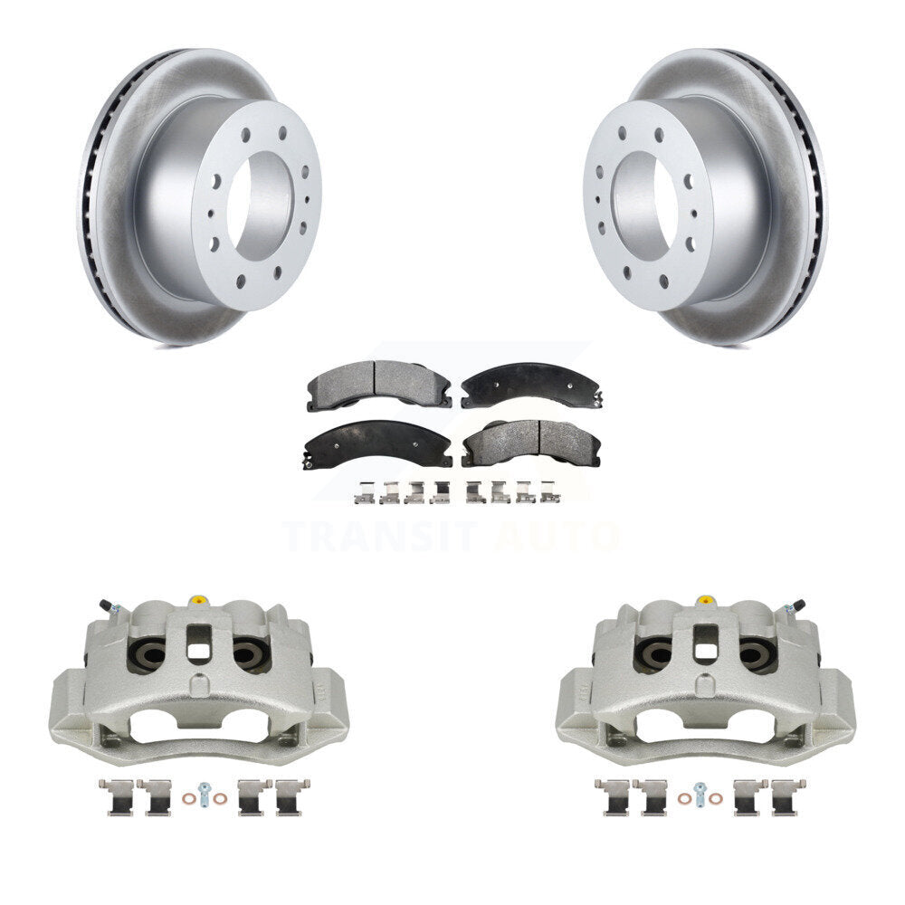Rear Brake Caliper Coat Rotor And Semi-Metallic Pad Kit For GMC Chevrolet Sierra 2500 HD KCG-100031P