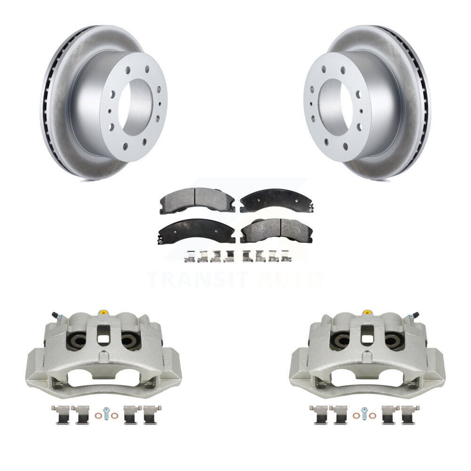 Rear Brake Caliper Coat Rotor And Semi-Metallic Pad Kit For GMC Chevrolet Sierra 2500 HD KCG-100031P
