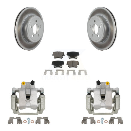 Rear Brake Caliper Coat Rotor & Ceramic Pad Kit For Chrysler 300 Dodge Challenger Magnum KCG-100033C