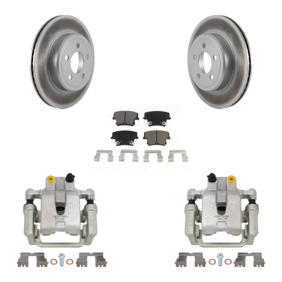 Rear Brake Caliper Coat Rotor & Ceramic Pad Kit For Chrysler 300 Dodge Challenger Magnum KCG-100033C