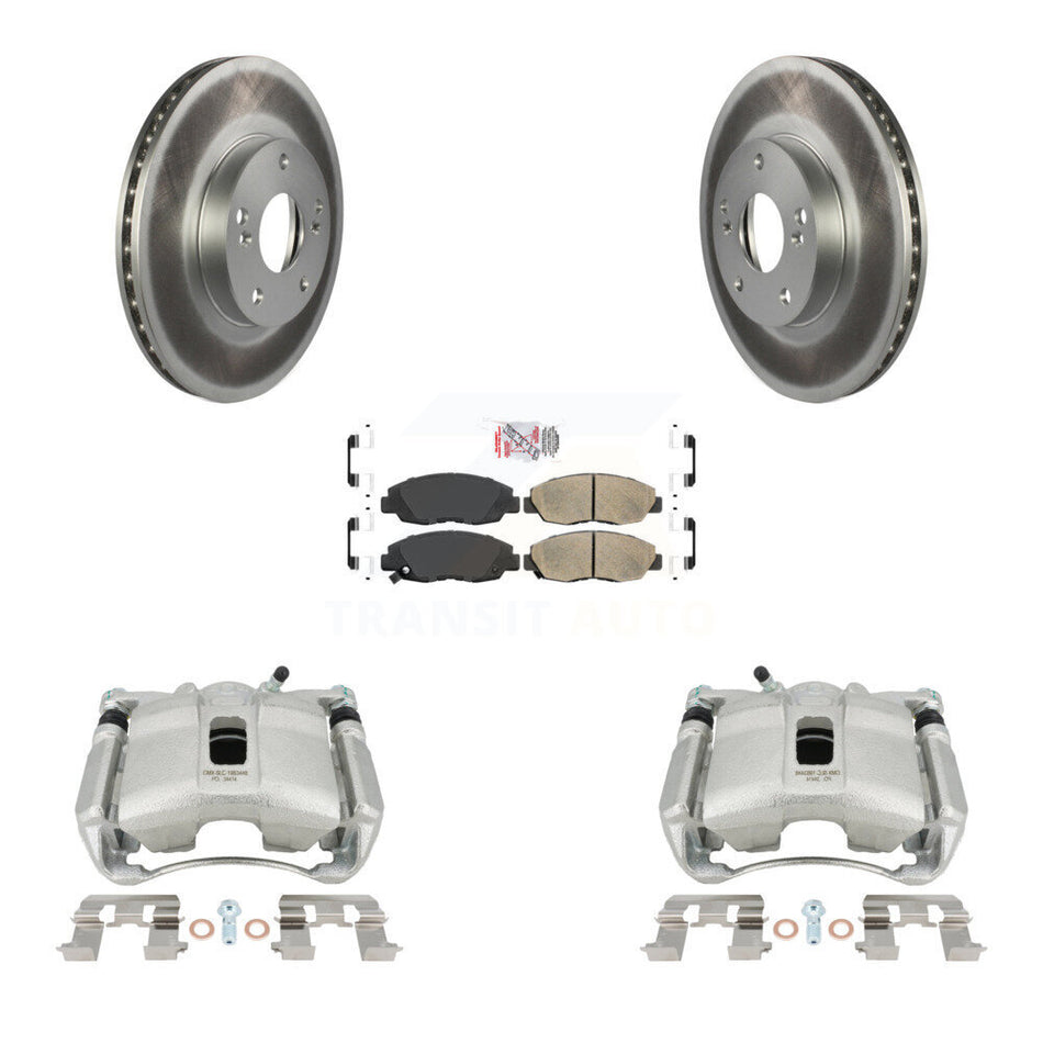 Front Disc Brake Caliper Coated Rotors And Ceramic Pads Kit For 2011 Honda Civic GX with 1.8L KCG-100033N