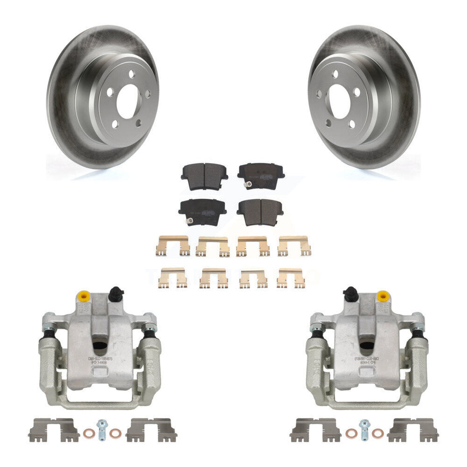 Rear Disc Brake Caliper Coat Rotors Semi-Metallic Pad Kit For Dodge Chrysler 300 Charger KCG-100033P