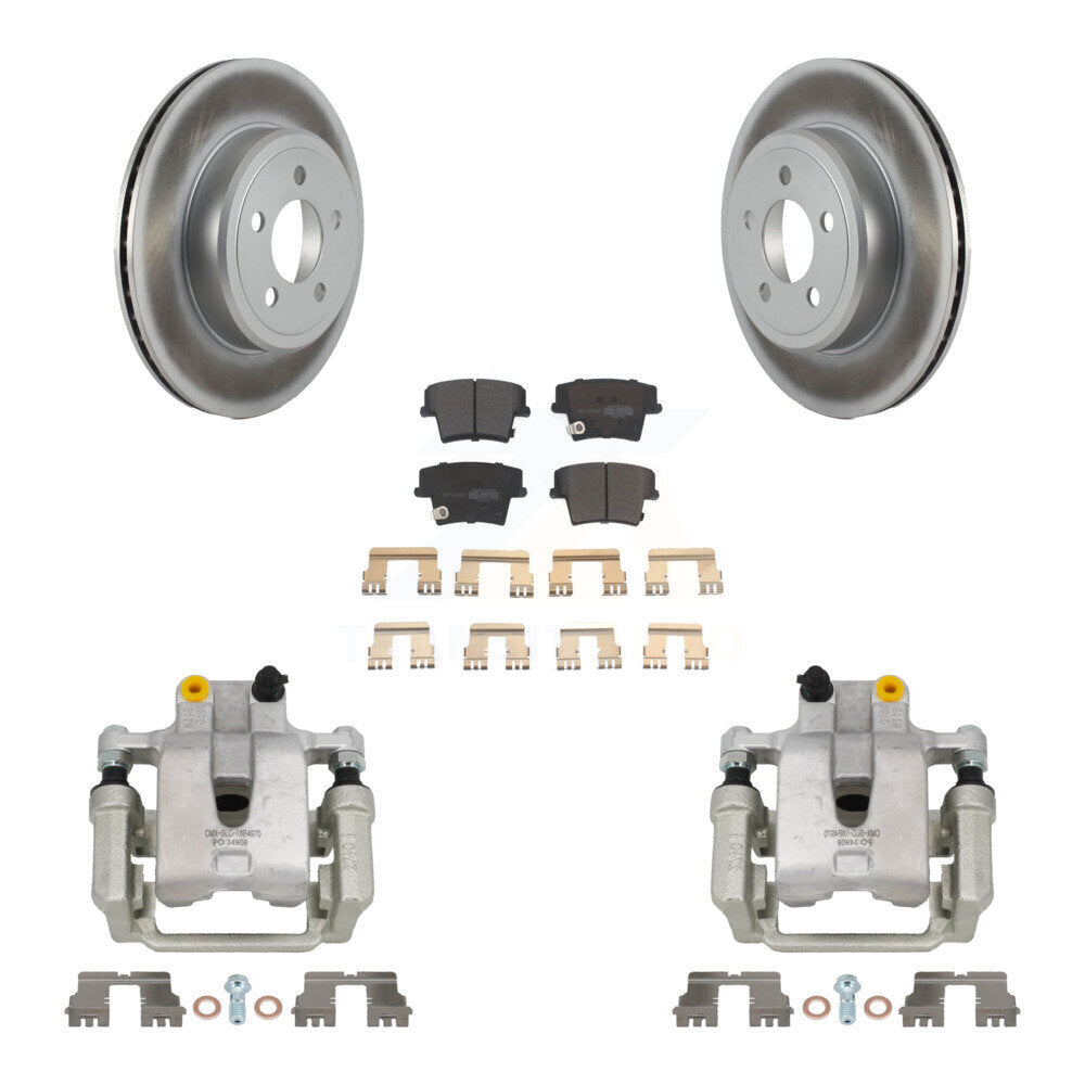 Rear Brake Caliper Coat Rotors & Semi-Metallic Pad Kit For Chrysler 300 Dodge Challenger KCG-100034P