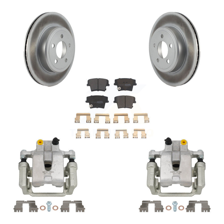 Rear Brake Caliper Coat Rotors & Semi-Metallic Pad Kit For Chrysler 300 Dodge Challenger KCG-100034P