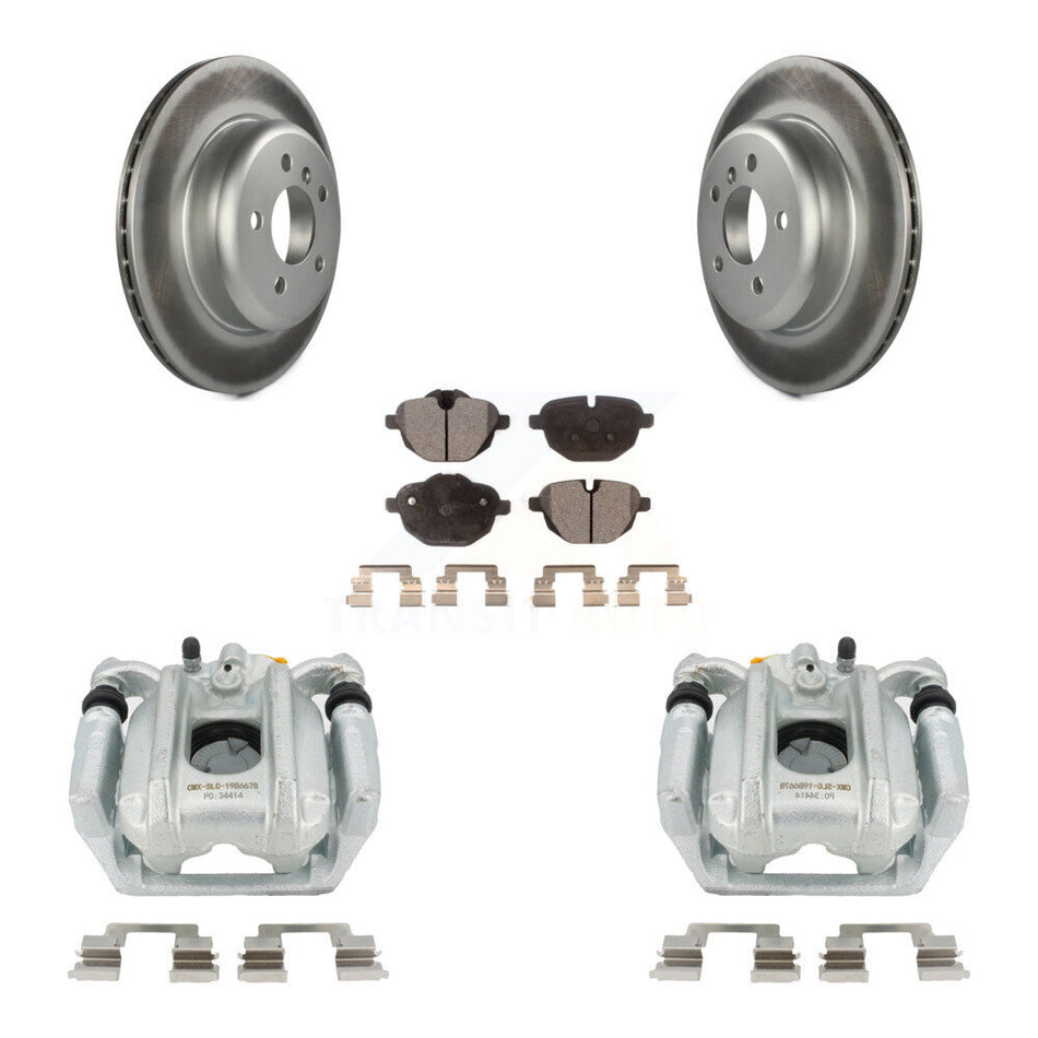 Rear Disc Brake Caliper Coated Rotors And Semi-Metallic Pads Kit For BMW 528i 535i xDrive 535d ActiveHybrid 5 KCG-100036P