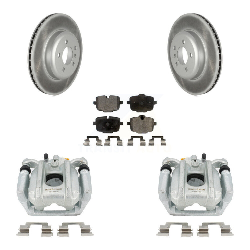 Rear Disc Brake Caliper Coated Rotors And Semi-Metallic Pads Kit For 2011-2013 BMW 535i Sedan With 345mm Diameter Rotor KCG-100037P