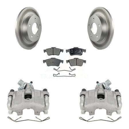 Rear Disc Brake Caliper Coated Rotors And Ceramic Pads Kit For 2004-2005 Mazda 3 2.0L KCG-100037T