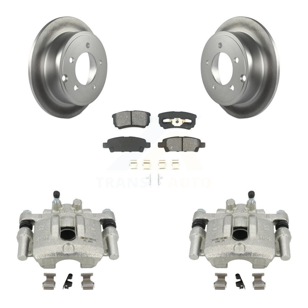 Rear Disc Brake Caliper Coated Rotors And Semi-Metallic Pads Kit For Jeep Dodge Patriot Chrysler Compass Avenger 200 Caliber Sebring Mitsubishi Lancer KCG-100039S by Transit Auto