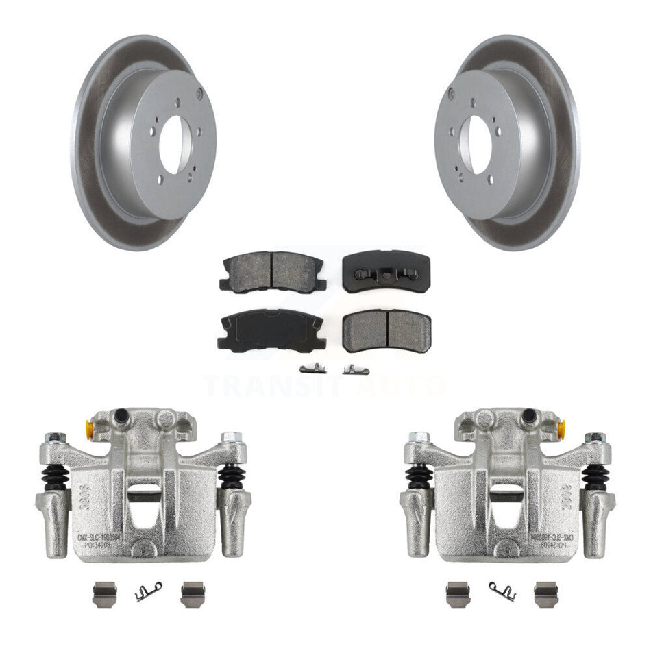 Rear Disc Brake Caliper Coat Rotor Semi-Metallic Pad Kit For Mitsubishi Lancer Outlander KCG-100040S