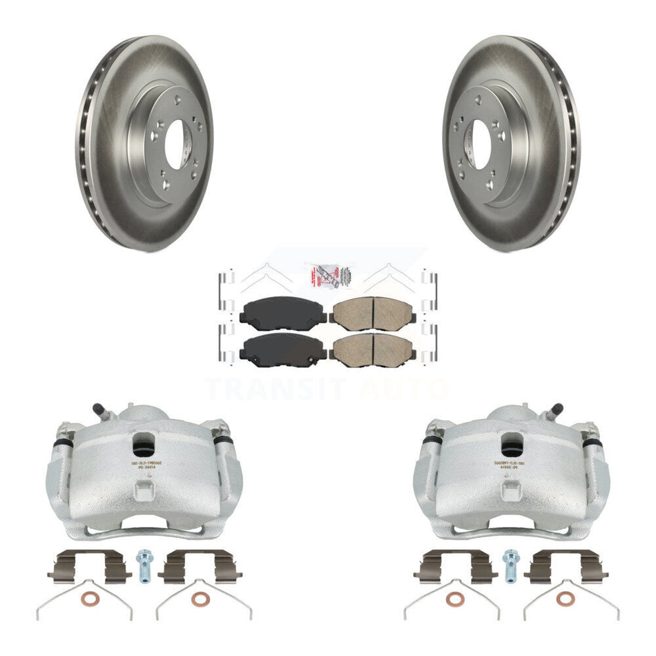 Front Disc Brake Caliper Coated Rotors And Ceramic Pads Kit For 2002-2004 Honda CR-V KCG-100041N by Transit Auto