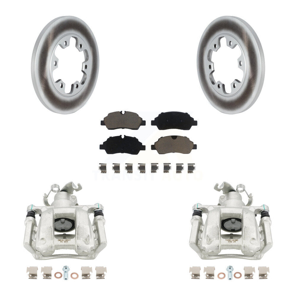 Rear Brake Caliper Coat Rotors Ceramic Pad Kit For Ford Transit-350 HD With 6 Lug Wheels KCG-100043C