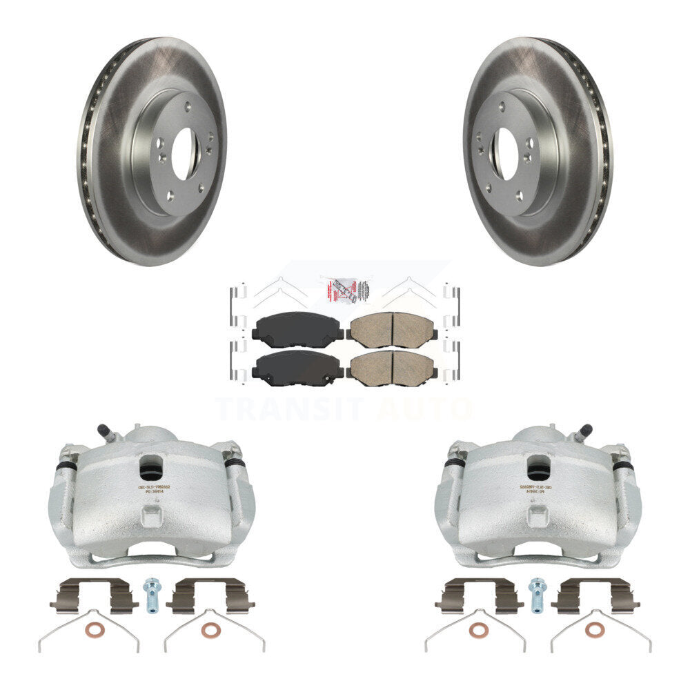 Front Disc Brake Caliper Coated Rotors And Ceramic Pads Kit For 2003-2011 Honda Element KCG-100043N by Transit Auto