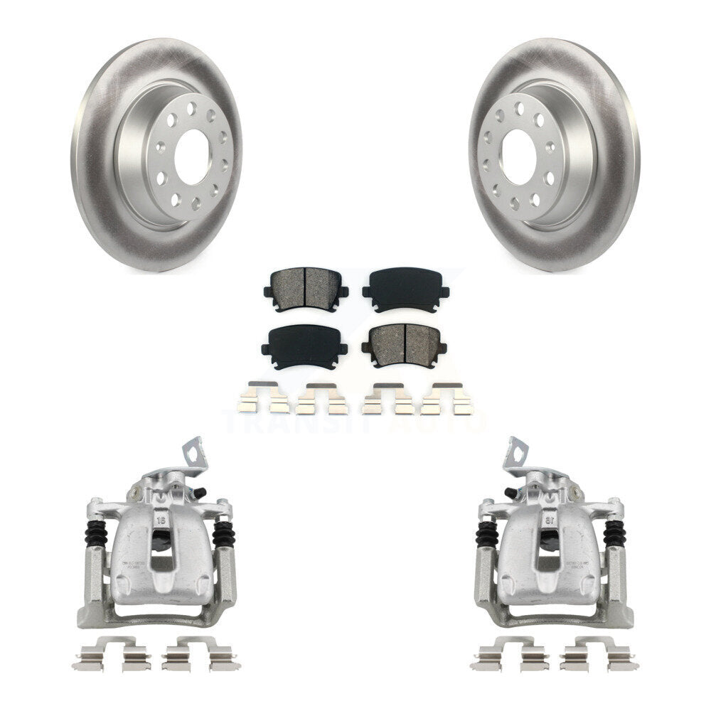 Rear Disc Brake Caliper Coated Rotors And Semi-Metallic Pad Kit For Volkswagen CC Passat KCG-100043S