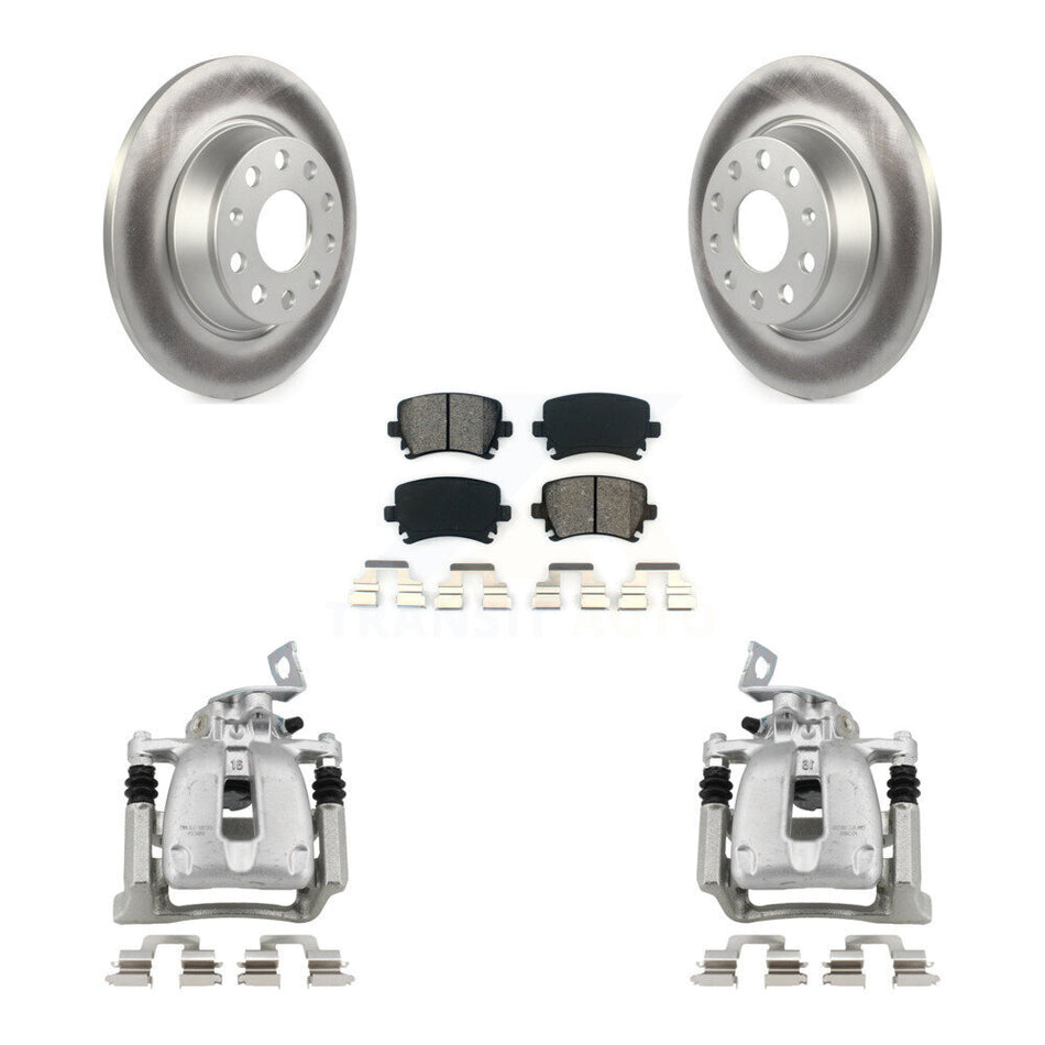 Rear Disc Brake Caliper Coated Rotors And Semi-Metallic Pad Kit For Volkswagen CC Passat KCG-100043S