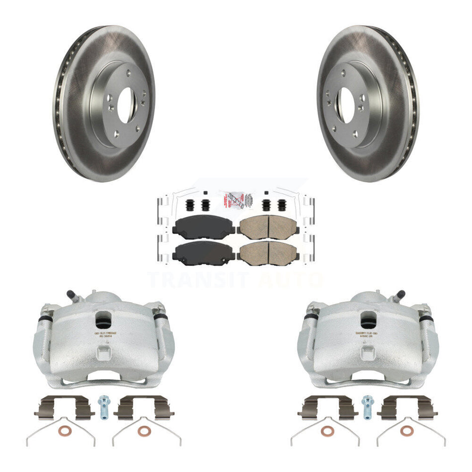 Front Disc Brake Caliper Coated Rotors And Ceramic Pads Kit For 2003-2011 Honda Element KCG-100044N