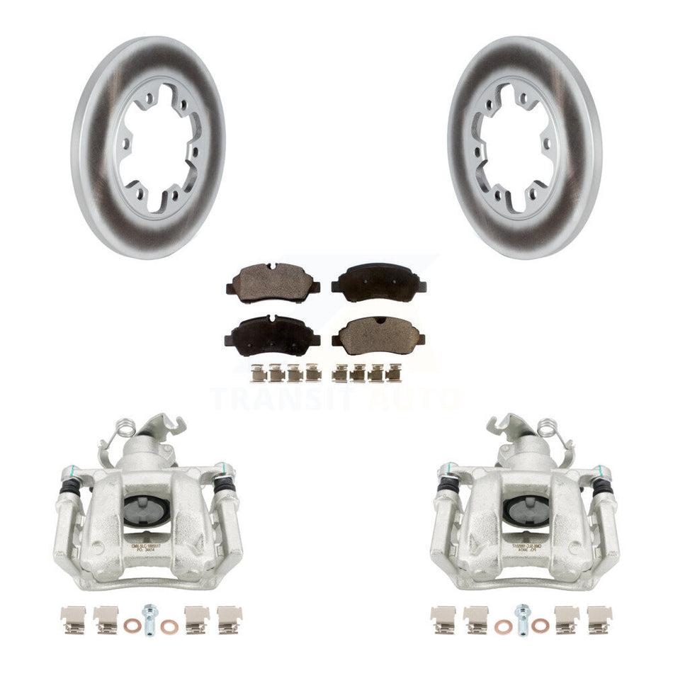 Rear Disc Brake Caliper Coated Rotors And Semi-Metallic Pads Kit For Ford Transit-350 HD KCG-100044P