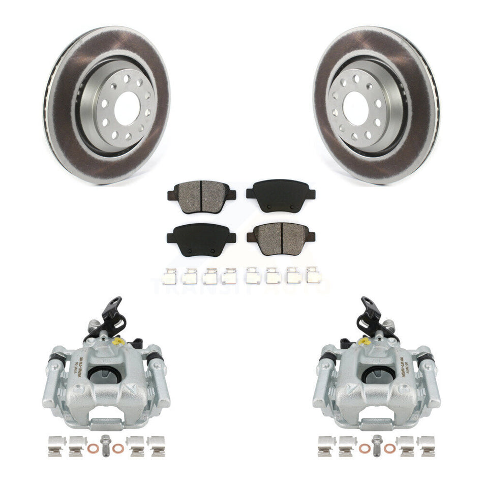 Rear Disc Brake Caliper Coated Rotors And Semi-Metallic Pads Kit For 2013 Volkswagen GTI With 310mm Diameter Rotor KCG-100045S