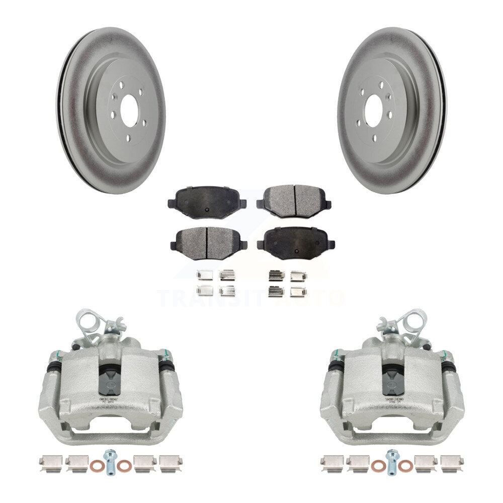 Rear Brake Caliper Coat Rotor & Ceramic Pad Kit For Ford Explorer Police Interceptor MKS KCG-100045T