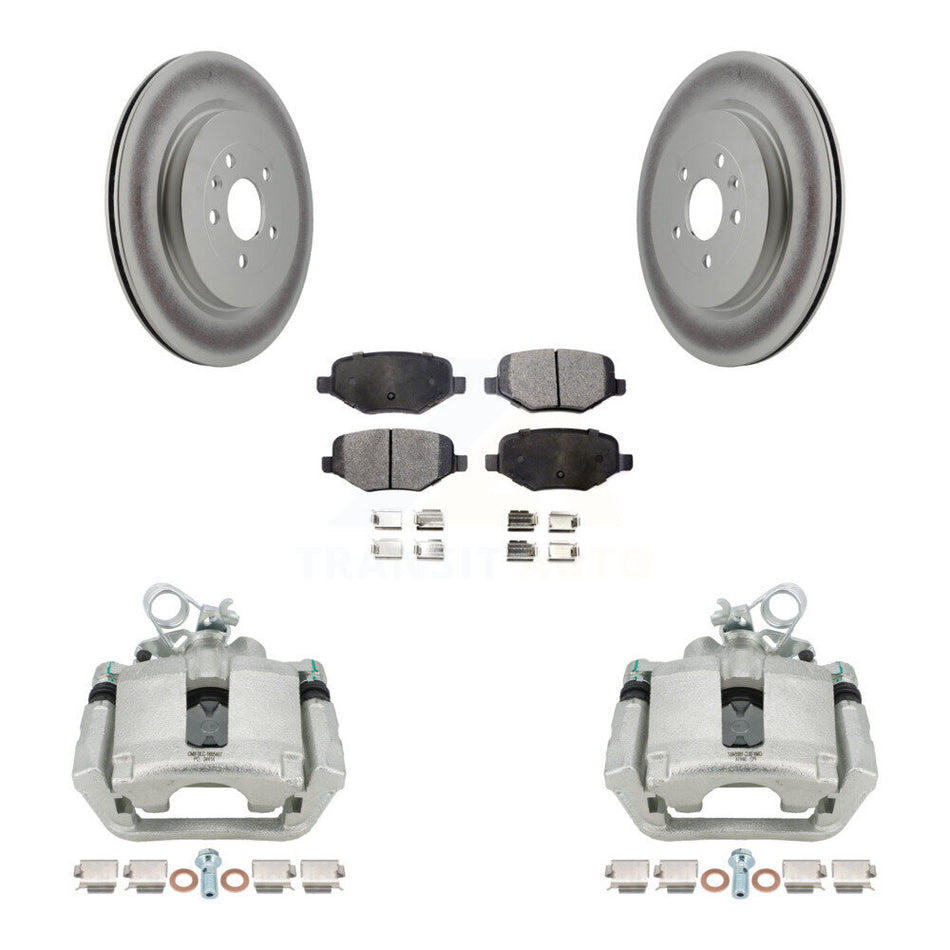Rear Brake Caliper Coat Rotor & Ceramic Pad Kit For Ford Explorer Police Interceptor MKS KCG-100045T