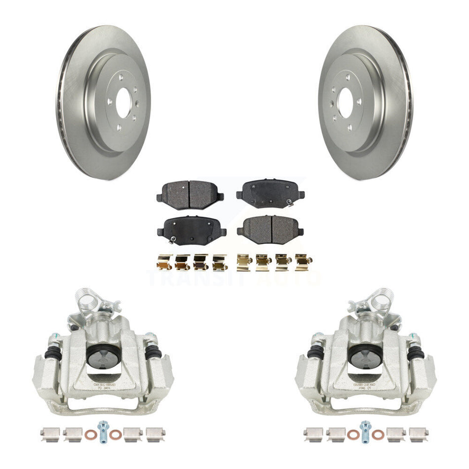 Rear Disc Brake Caliper Coated Rotors And Ceramic Pads Kit For 2015 Ford Explorer Limited Sport XLT Without Heavy Duty Brakes KCG-100047T by Transit Auto