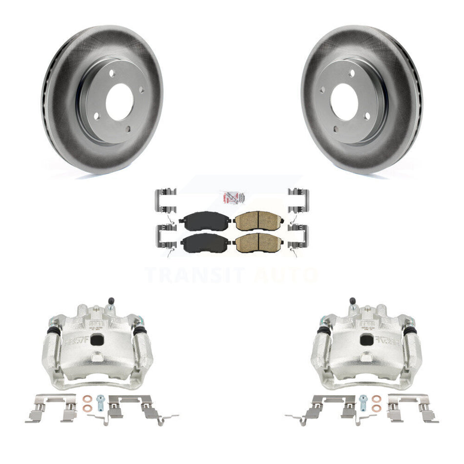 Front Disc Brake Caliper Coated Rotors And Ceramic Pads Kit For 2009-2014 Nissan Cube KCG-100048N