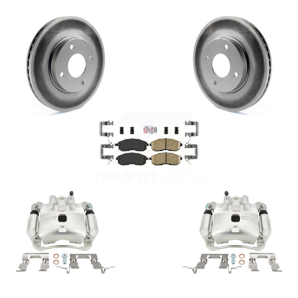 Front Disc Brake Caliper Coated Rotors And Ceramic Pads Kit For 2009-2014 Nissan Cube KCG-100049N
