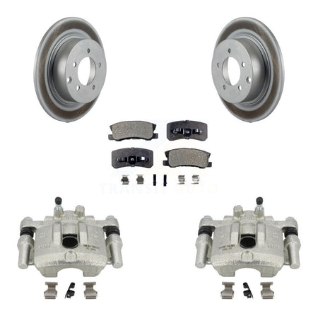 Rear Disc Brake Caliper Coated Rotors And Semi-Metallic Pads Kit For Dodge Caliber Mitsubishi Lancer KCG-100049P by Transit Auto