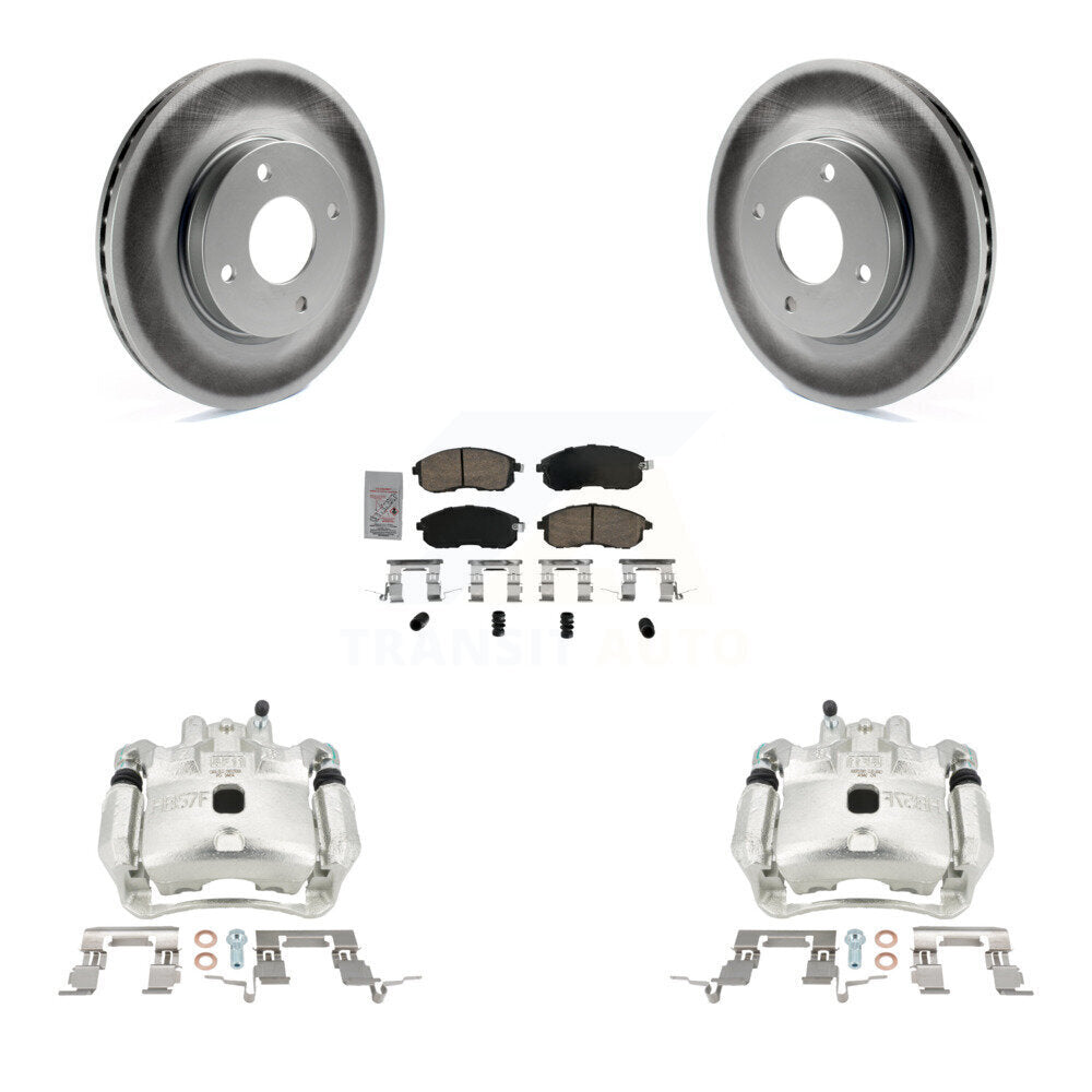 Front Disc Brake Caliper Coated Rotors And Ceramic Pads Kit For Nissan Versa KCG-100050N