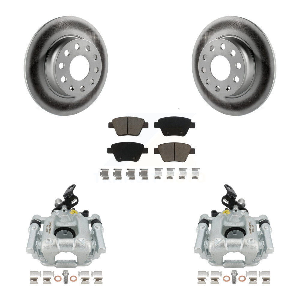 Rear Disc Brake Caliper Coated Rotors And Ceramic Pads Kit For Volkswagen Jetta Passat Golf GTI Beetle Eos Audi A3 Quattro KCG-100051C by Transit Auto