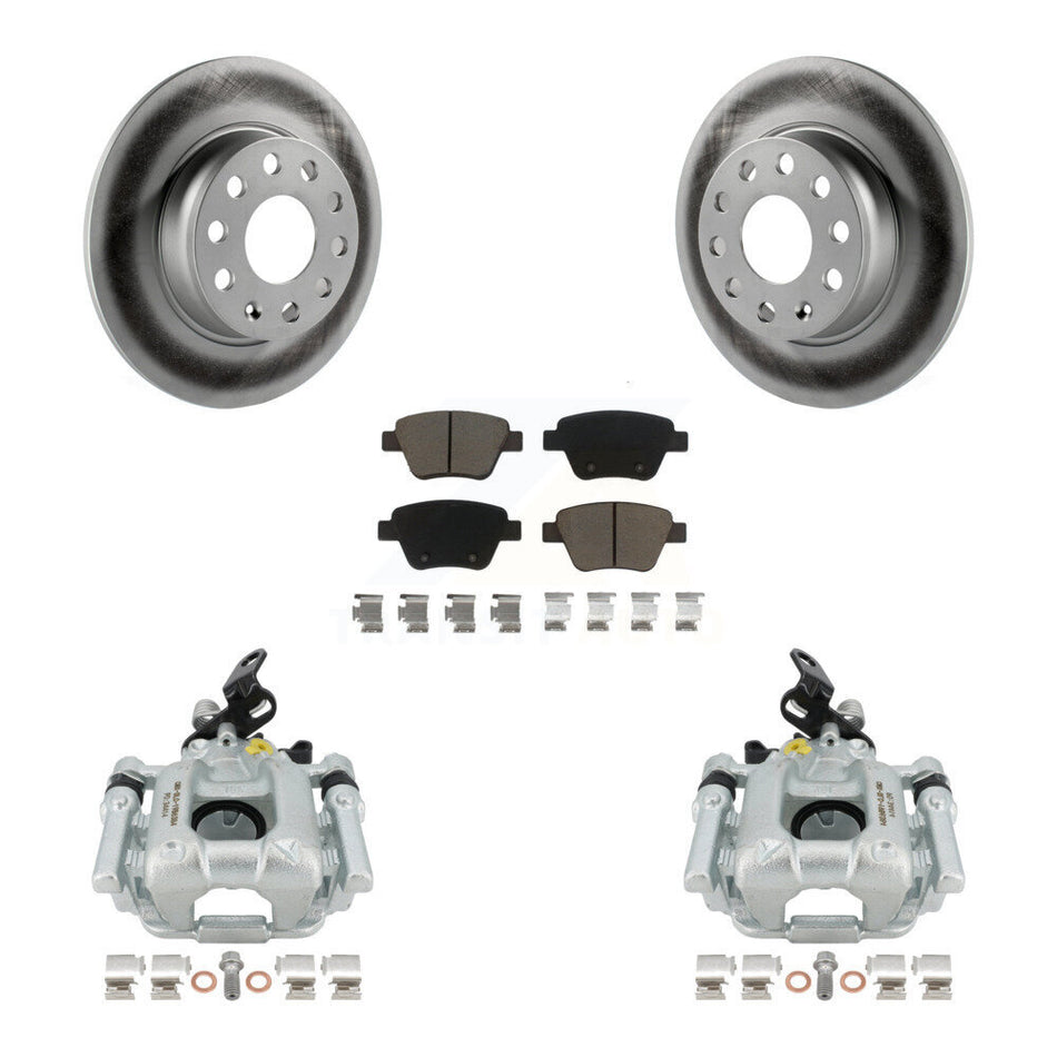 Rear Disc Brake Caliper Coated Rotors And Ceramic Pads Kit For Volkswagen Jetta Passat Golf GTI Beetle Eos Audi A3 Quattro KCG-100051C