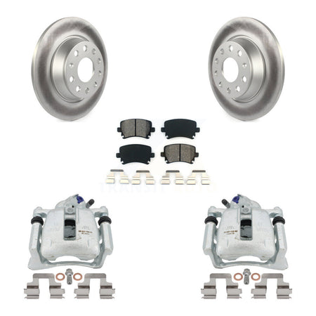 Rear Disc Brake Caliper Coated Rotors And Semi-Metallic Pads Kit For Volkswagen Tiguan CC KCG-100051S by Transit Auto