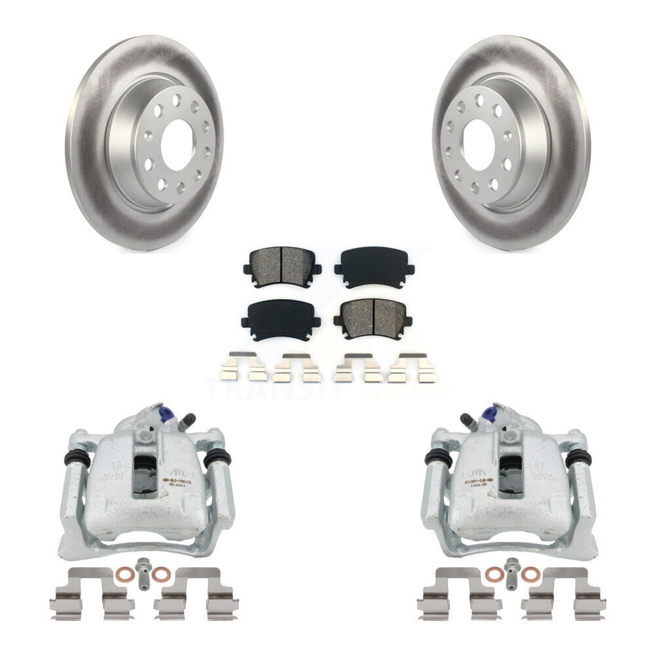 Rear Disc Brake Caliper Coated Rotors And Semi-Metallic Pads Kit For Volkswagen Tiguan CC KCG-100051S