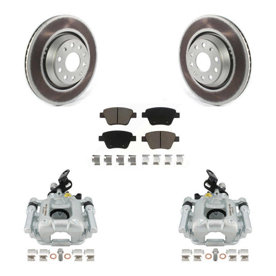 Rear Disc Brake Caliper Coated Rotors And Ceramic Pads Kit For 2013 Volkswagen GTI With 310mm Diameter Rotor KCG-100052C