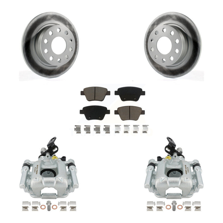Rear Disc Brake Caliper Coated Rotors And Ceramic Pads Kit For Volkswagen GTI Eos With 253mm Diameter Rotor KCG-100053C
