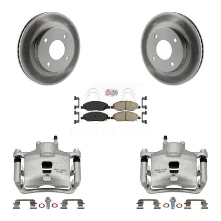 Front Disc Brake Caliper Coat Rotors And Ceramic Pad Kit For 2009-2011 Nissan Versa 1.6L KCG-100053N