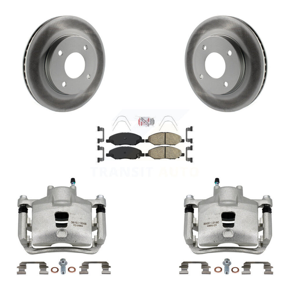 Front Disc Brake Caliper Coat Rotors And Ceramic Pad Kit For 2009-2011 Nissan Versa 1.6L KCG-100053N