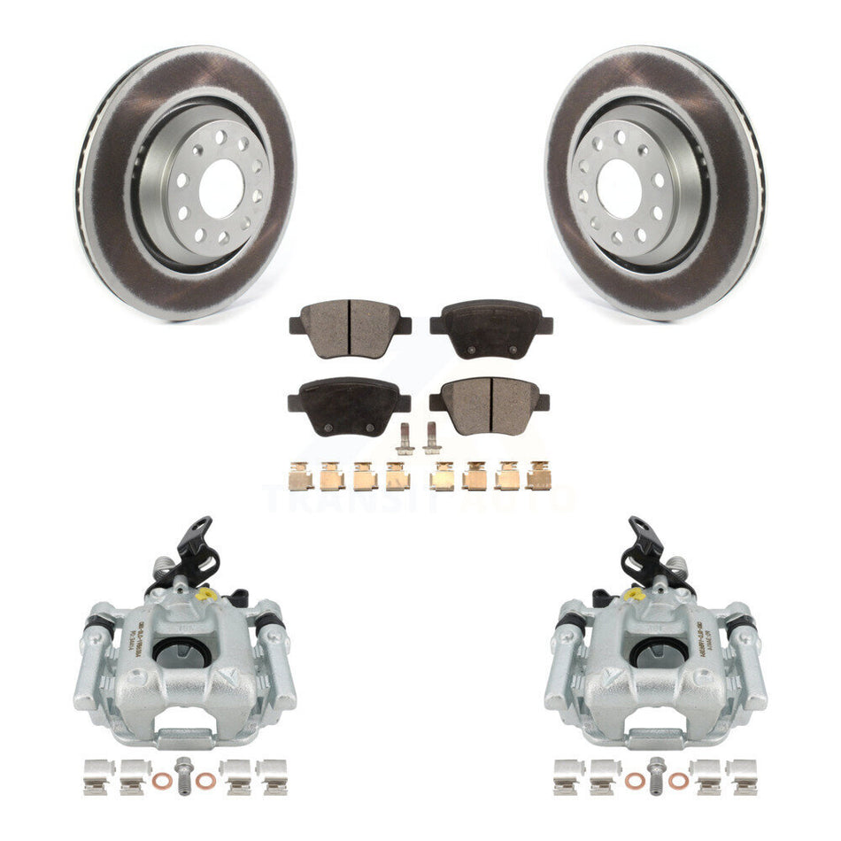 Rear Disc Brake Caliper Coated Rotors And Semi-Metallic Pads Kit For 2013 Volkswagen GTI With 310mm Diameter Rotor KCG-100053P