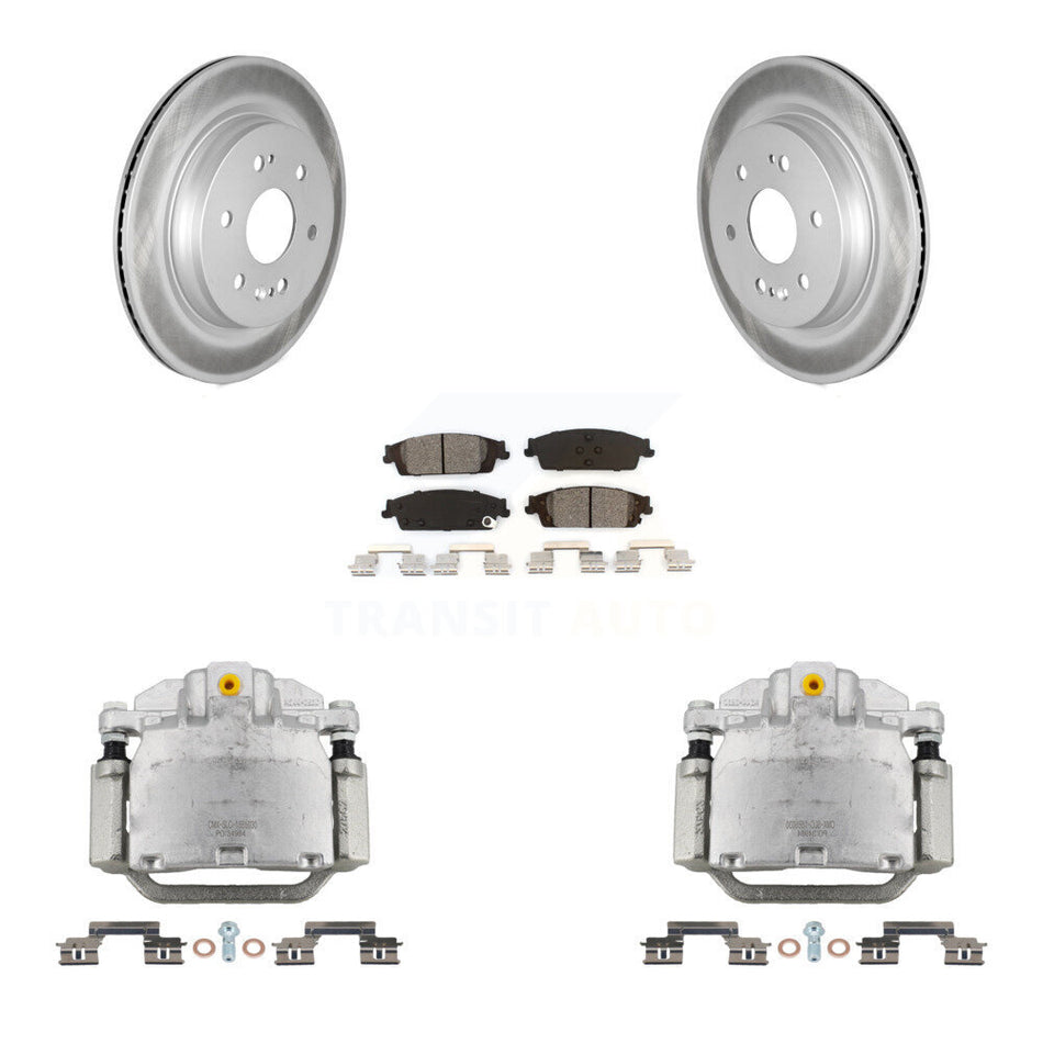 Rear Brake Caliper Coat Rotors Semi-Metallic Pad Kit For Chevrolet Silverado 1500 LD GMC KCG-100053S