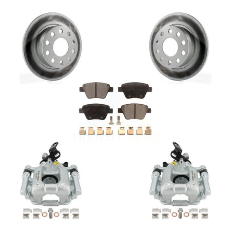 Rear Disc Brake Caliper Coated Rotors And Semi-Metallic Pads Kit For Volkswagen GTI Eos With 253mm Diameter Rotor KCG-100054P by Transit Auto