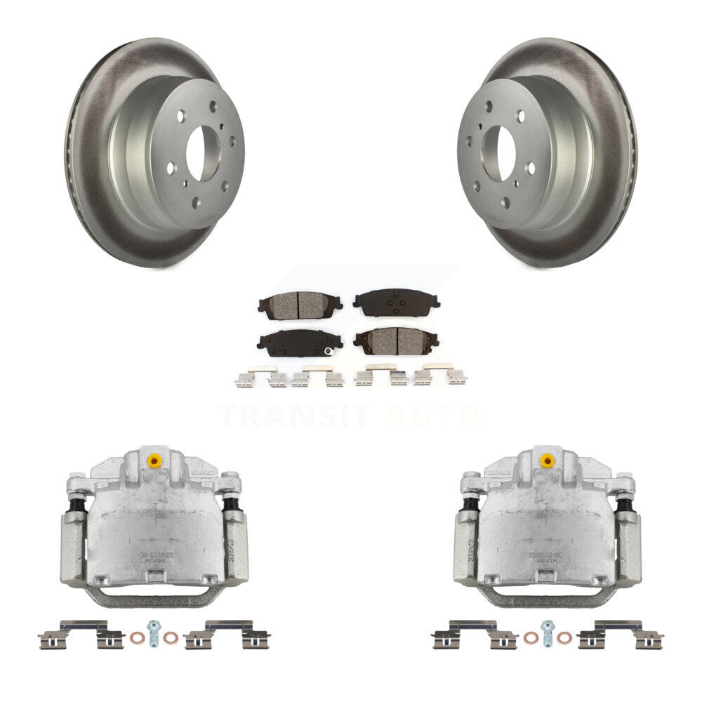 Rear Brake Caliper Coat Rotors Semi-Metallic Pad Kit For GMC Chevrolet Sierra 1500 Tahoe KCG-100054S