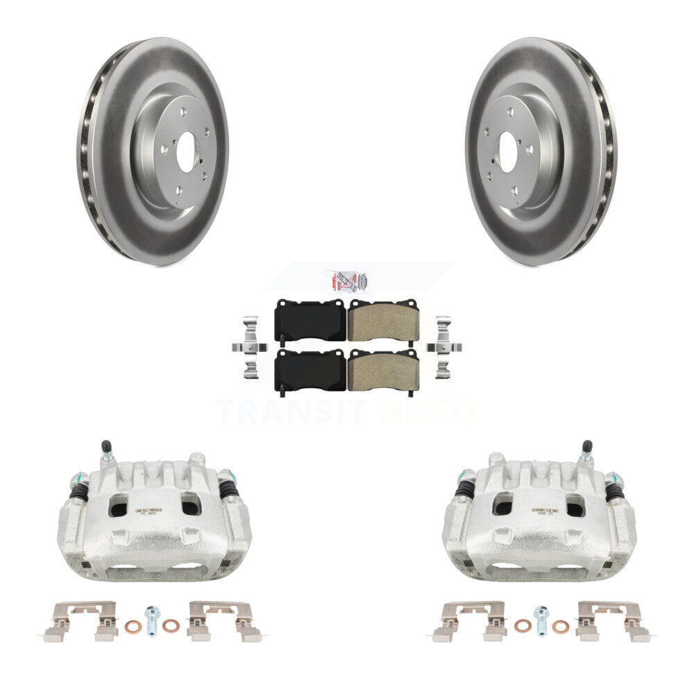 Front Disc Brake Caliper Coated Rotors And Semi-Metallic Pads Kit For Subaru Impreza WRX KCG-100056N