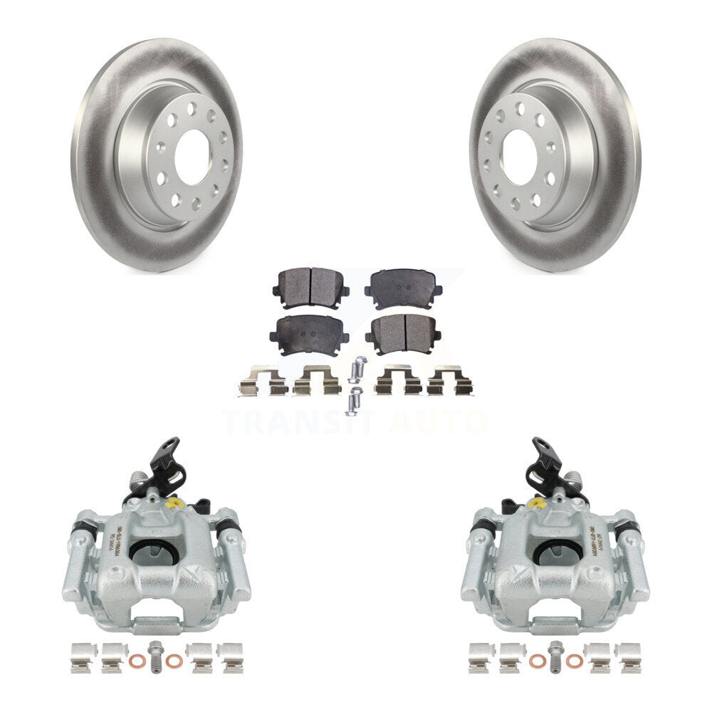 Rear Disc Brake Caliper Coated Rotors And Semi-Metallic Pads Kit For Audi A3 Volkswagen Eos Quattro With 282mm Diameter Rotor KCG-100056P by Transit Auto