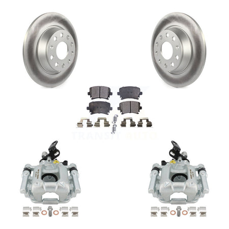 Rear Disc Brake Caliper Coated Rotors And Semi-Metallic Pads Kit For Audi A3 Volkswagen Eos Quattro With 282mm Diameter Rotor KCG-100056P by Transit Auto