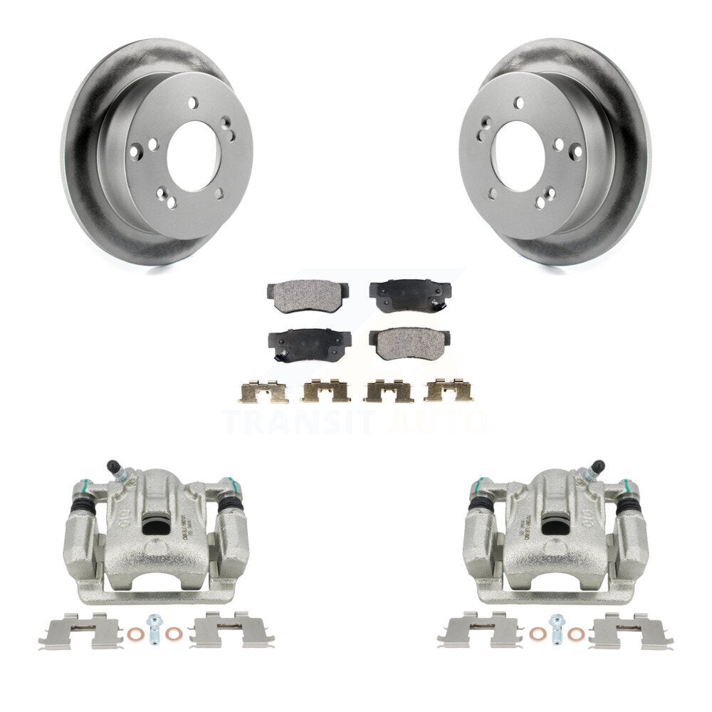 Rear Disc Brake Caliper Coated Rotors And Ceramic Pads Kit For Hyundai Sonata Kia Optima Magentis KCG-100056T by Transit Auto