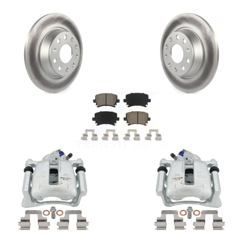 Rear Disc Brake Caliper Coated Rotors And Ceramic Pads Kit For Volkswagen Tiguan CC KCG-100058C by Transit Auto