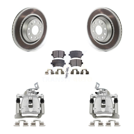 Rear Disc Brake Caliper Coat Rotor & Semi-Metallic Pad Kit For 2009 Volkswagen Passat CC KCG-100058P
