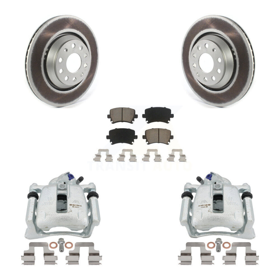 Rear Disc Brake Caliper Coated Rotors And Ceramic Pads Kit For Volkswagen CC Passat KCG-100059C by Transit Auto