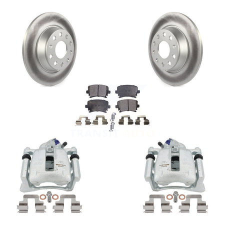 Rear Disc Brake Caliper Coated Rotors And Semi-Metallic Pads Kit For Volkswagen Tiguan CC KCG-100059P by Transit Auto