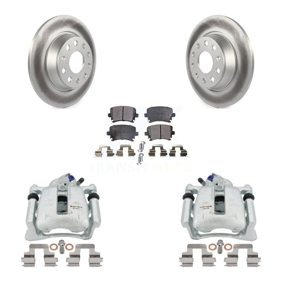 Rear Disc Brake Caliper Coated Rotors And Semi-Metallic Pads Kit For Volkswagen Tiguan CC KCG-100059P
